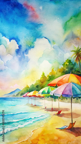 tropical beach with palm tree