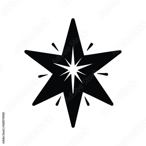 Abstract black starburst with sharp edges and a brilliant center point