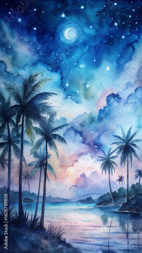 tropical island with palm trees