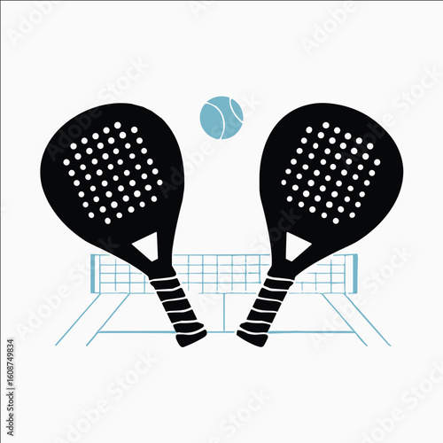 Adobe IllusModern vector icon of padel racket and tennis ball in green and black – minimalist sports logo or branding designtrator Artwork