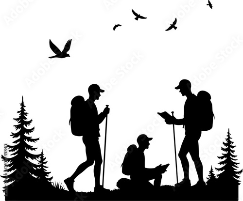 Hiking Adventure  Man outdoor  walking man illustration,