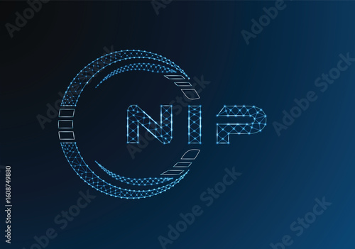 NIP low poly letter logo vector design. NIP lower poly logo design. Low poly logo.