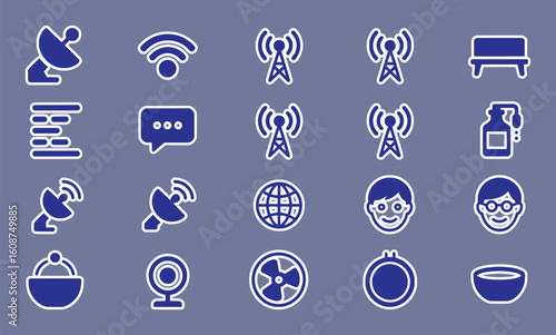Communication technology and science icons satellite dish