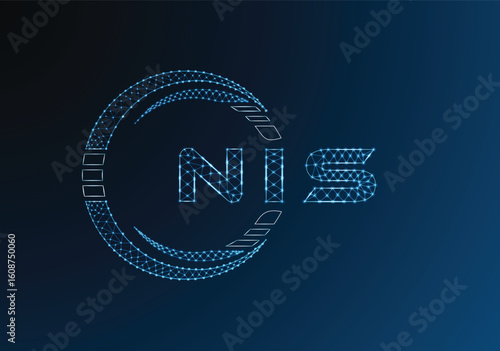 NIS low poly letter logo vector design. NIS lower poly logo design. Low poly logo.