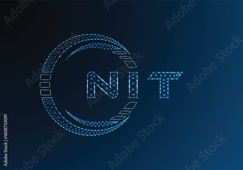 NIT low poly letter logo vector design. NIT lower poly logo design. Low poly logo.