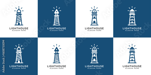 set of Lighthouse logo vector design
