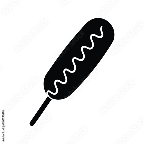 Delicious corn dog with mustard, a savory and enjoyable treat on a stick