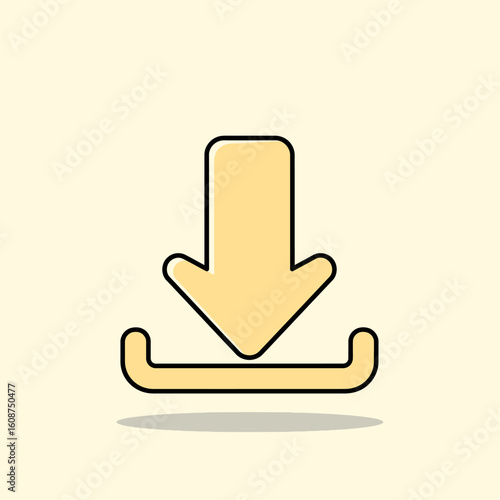 Simple illustration of a downward arrow pointing into a tray, indicating download.
