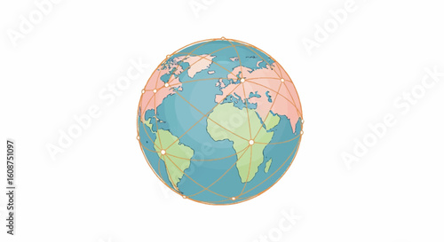 Global Peace and Unity Network Earth. World Map Globe Illustration for International Cooperation, Connection, and Harmony Concepts.
