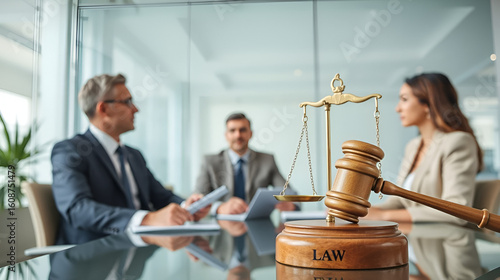 Consultation and conference of lawyers and professional businessman working and discussion having at law firm in office. Concepts of law, Judge gavel with scales of justice.