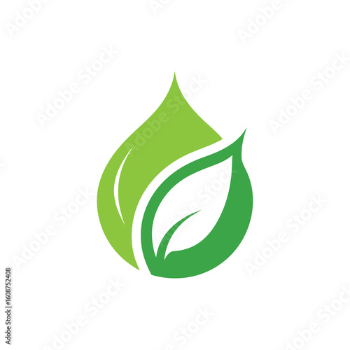 Clean fusion of eco leaf and water droplet icon for green and sustainable branding art