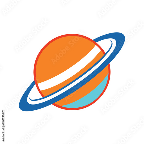Planet Saturn with glowing outer ring and colorful stripes in fantasy space theme art
