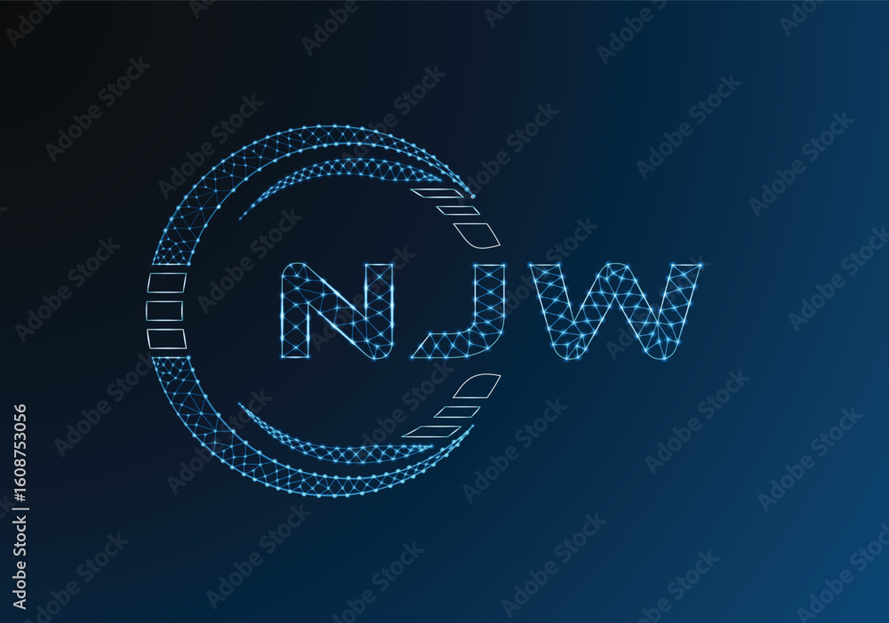 Obraz premium NJW low poly letter logo vector design. NJW lower poly logo design. Low poly logo.