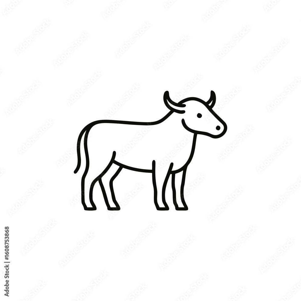 Obraz premium Minimalist Ox Illustration Classic Animal Line Art Depiction A Timeless Symbolic Representation of Livestock and Farming Traditions in a Simple Graphic Design