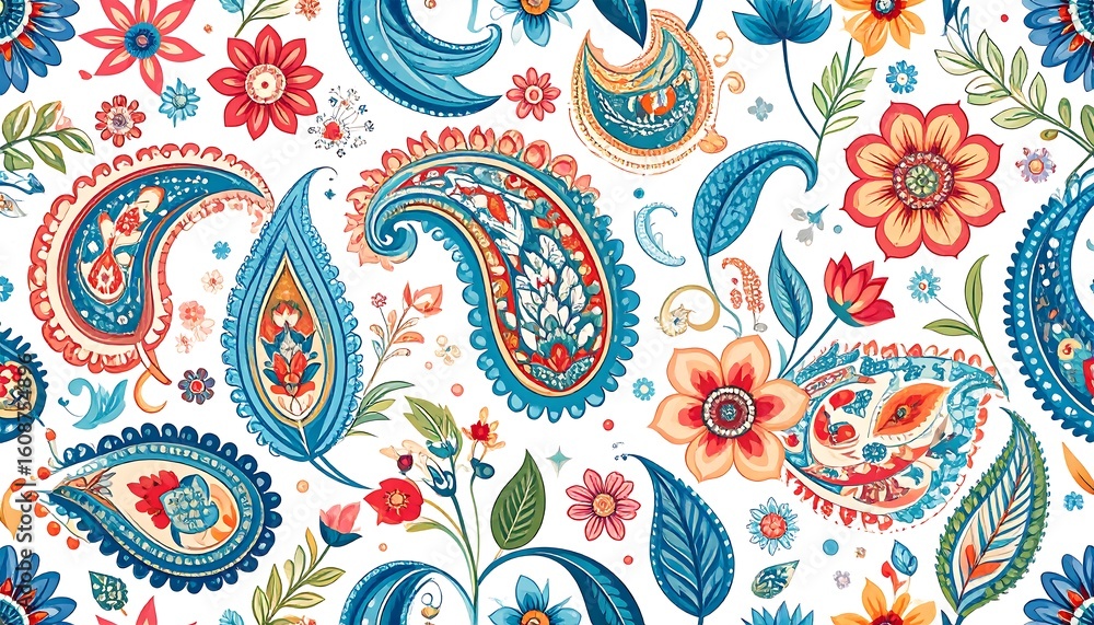 Vibrant paisley and floral pattern