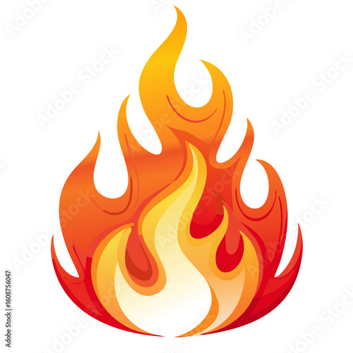 Set of dynamic fire vector illustrations and cartoon flames including wildfire scenes, burning forests, flat icons, explosion effects, and blazing backgrounds for emergency or danger themes.

