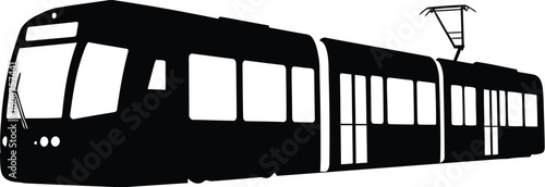 Modern Tram Silhouette A Sleek and Minimalist Design of Urban Public Transportation Vehicle on White Background