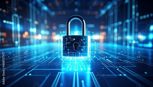 Wallpaper Mural Advanced digital lock symbolizing cybersecurity and protection in tech Torontodigital.ca