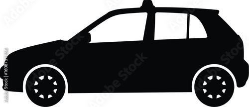Taxi Cab Silhouette Icon on White Background for Transportation and Travel Related Designs and Projects