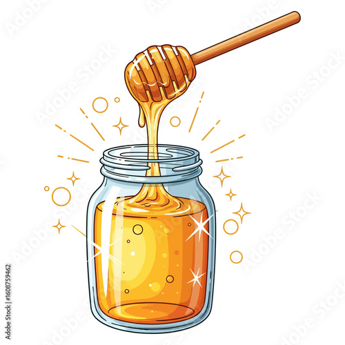 Sweet Golden Honey Jar Clipart illustration