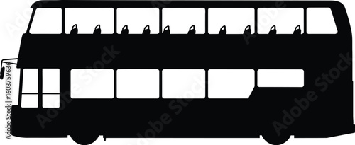 Black Silhouette of a Double Decker Bus Icon Illustration