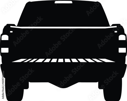 Silhouette of a Pickup Truck Rear View