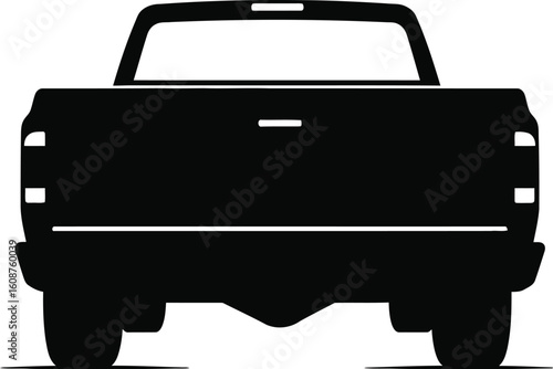 Black Silhouette of a Pickup Truck Rear View