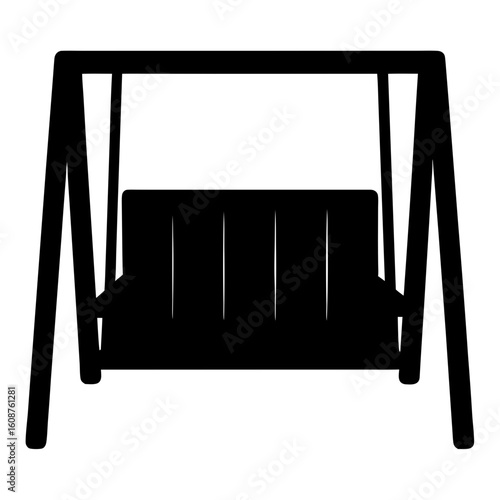 Simple black swing silhouette for relaxing in the shade of trees