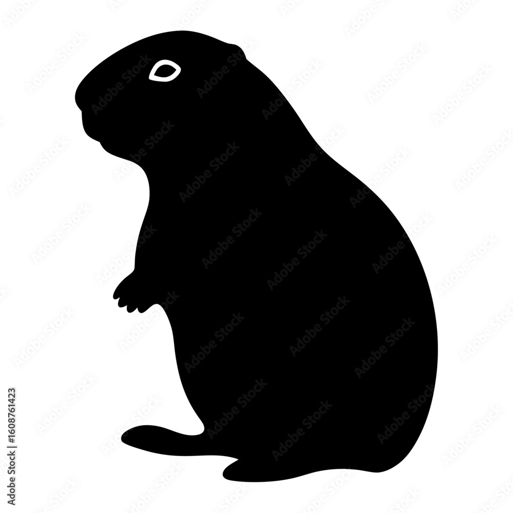 Fototapeta premium Silhouette illustration of a prairie dog standing alert on its hind legs
