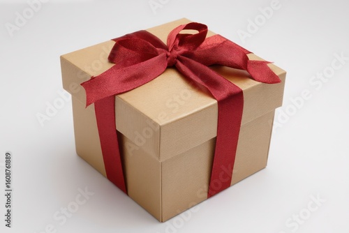 Red ribbon gift box mockup for special occasions, perfect for showcasing elegant packaging designs.