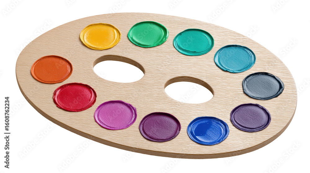 Naklejka premium Watercolor paint palette isolated on transparent background with colorful paint spots