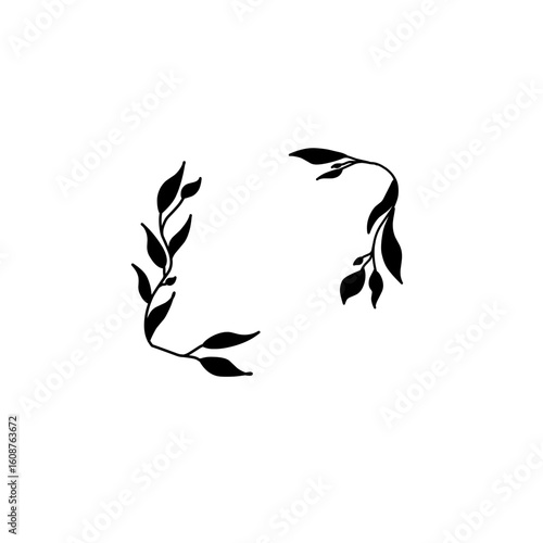 Collection of floral frames with silhouettes of branches