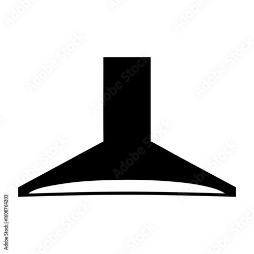 Black silhouette of a kitchen range hood appliance on white background