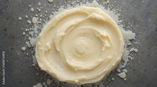 Creamy texture of spreadable substance on surface