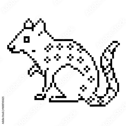 Quoll with dotted fur captured in pixel outline