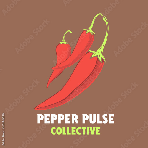 Pepper Pulse Collective – Spicy Chili Pepper Vector Illustration Design for Fashion Graphics, T-Shirts, Prints, Posters, Gifts, Stickers