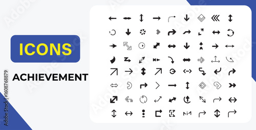 Collection of Arrow Icons for Interface Design Navigation and Progress Symbols for Business and Website UI Elements