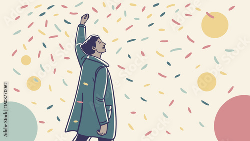 Celebration party confetti happy person vector illustration festive occasion joyful moment design graphic art