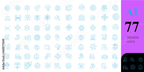 AI icon set | Icon set for AI, machine learning, AI agent | Technology icon se| Educational icon set | Cyber Icon set | Teal color icon set | Artificial Intelligence icon set