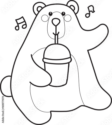 Illustration of cute bear icon.
Funny bear in daily activities elements.
Coloring pages of cute bear icon.