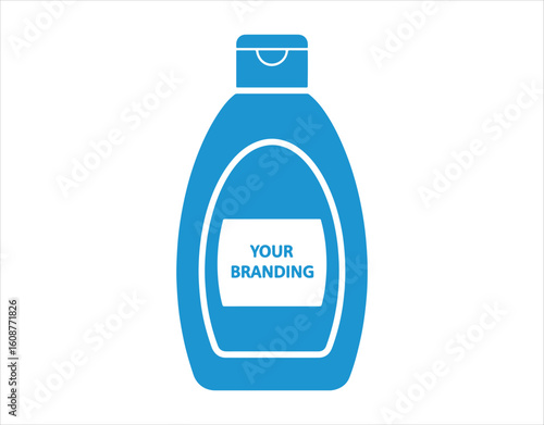 Vector illustration of a shampoo bottle icon in a flat design, placed on a white background.

