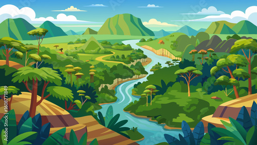 aerial view of the amazon rainforest landscape