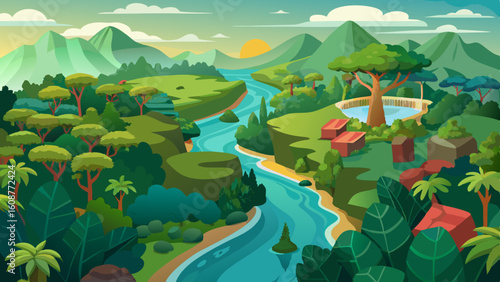 aerial view of the amazon rainforest landscape