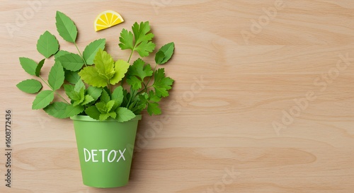 Green herbs in a pot symbolize a natural cleanse for the body's vital organs.