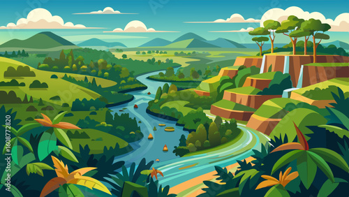 aerial view of the amazon rainforest landscape