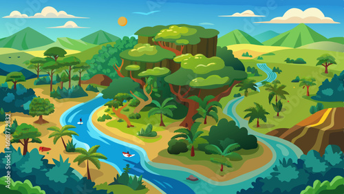 aerial view of the amazon rainforest landscape