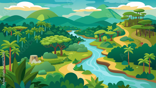 aerial view of the amazon rainforest landscape