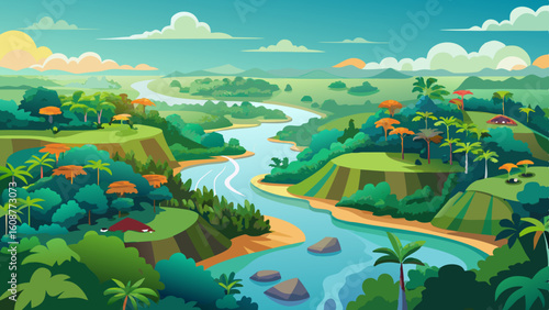 aerial view of the amazon rainforest landscape