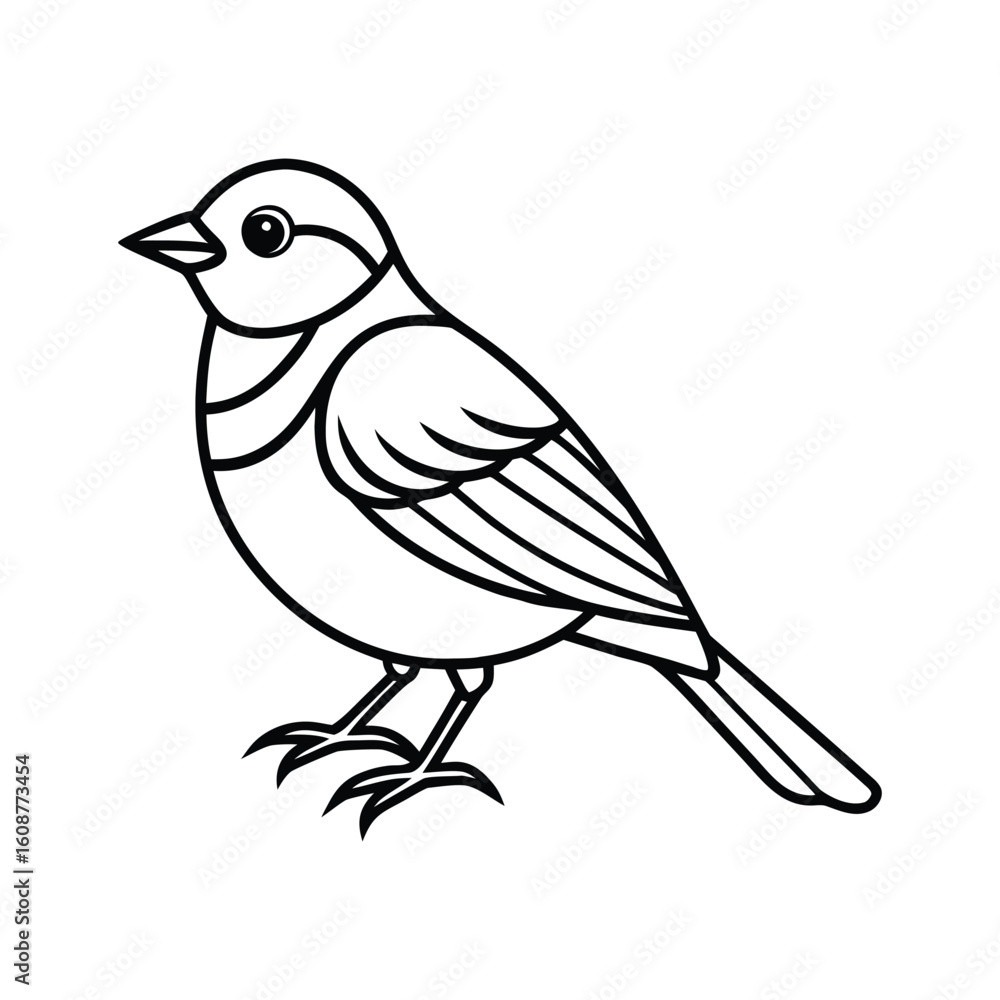 Obraz premium Bird line art, Bird line drawing, cute bird outline