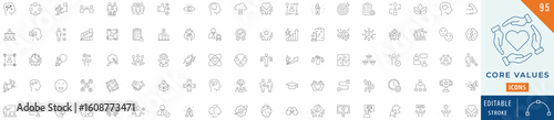 Core values icon collection set. Editable stroke.